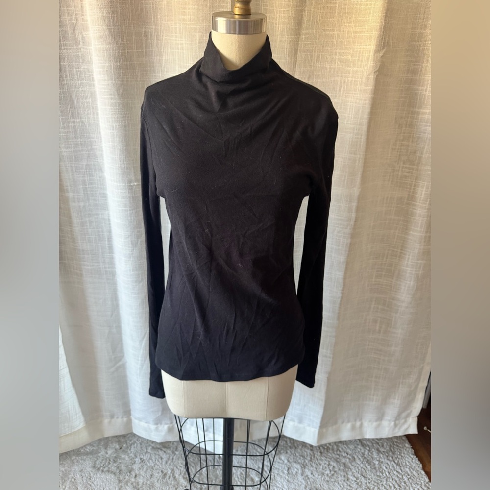 VINCE Slouchy Black Turtleneck Long Sleeve Top